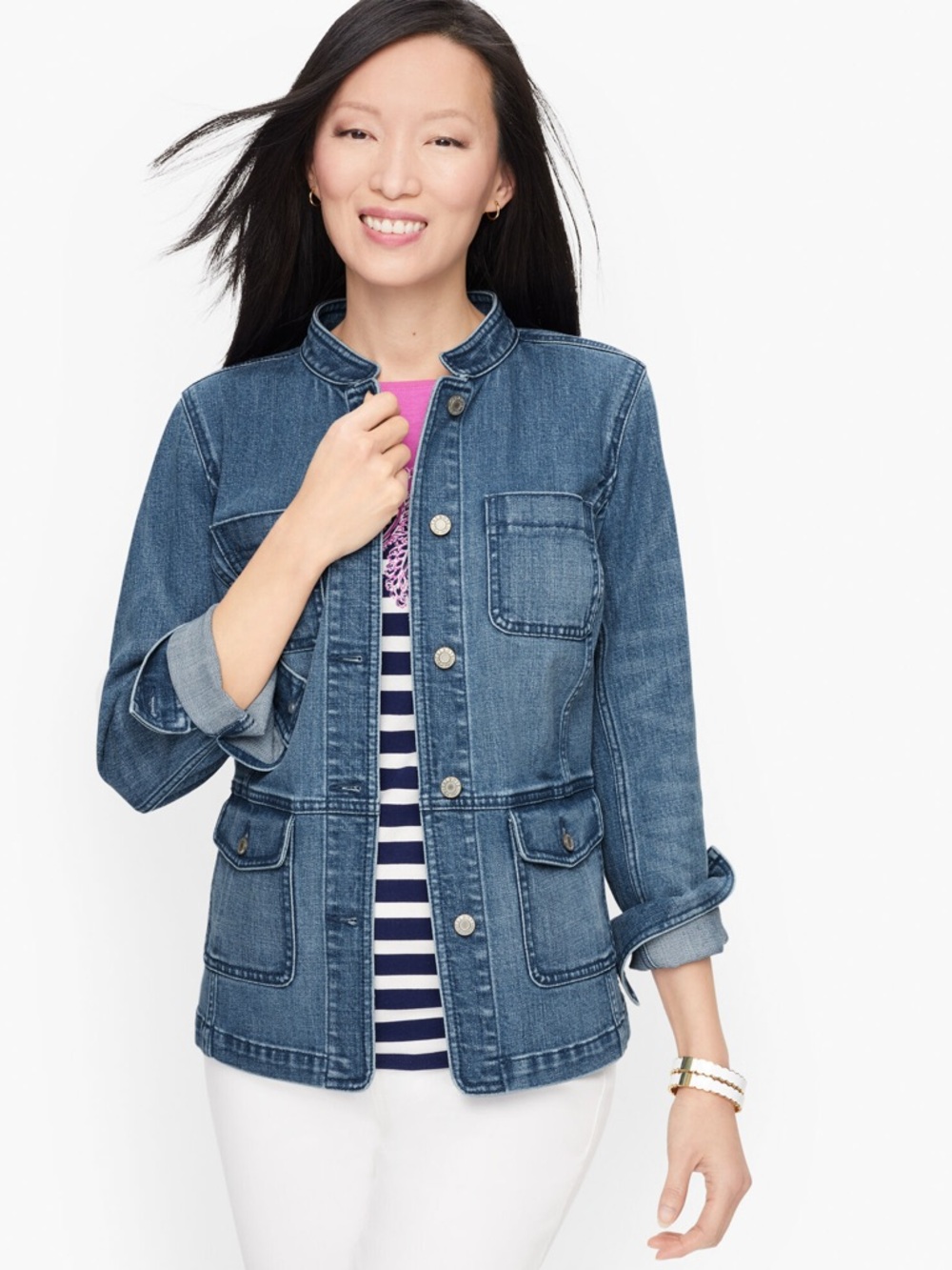 Anthropologie Sanctuary Hero Lightweight Denim Jacket in a blue wash